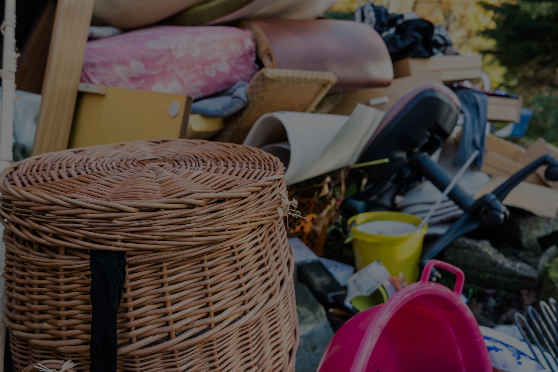 throw away house trash in dumpster